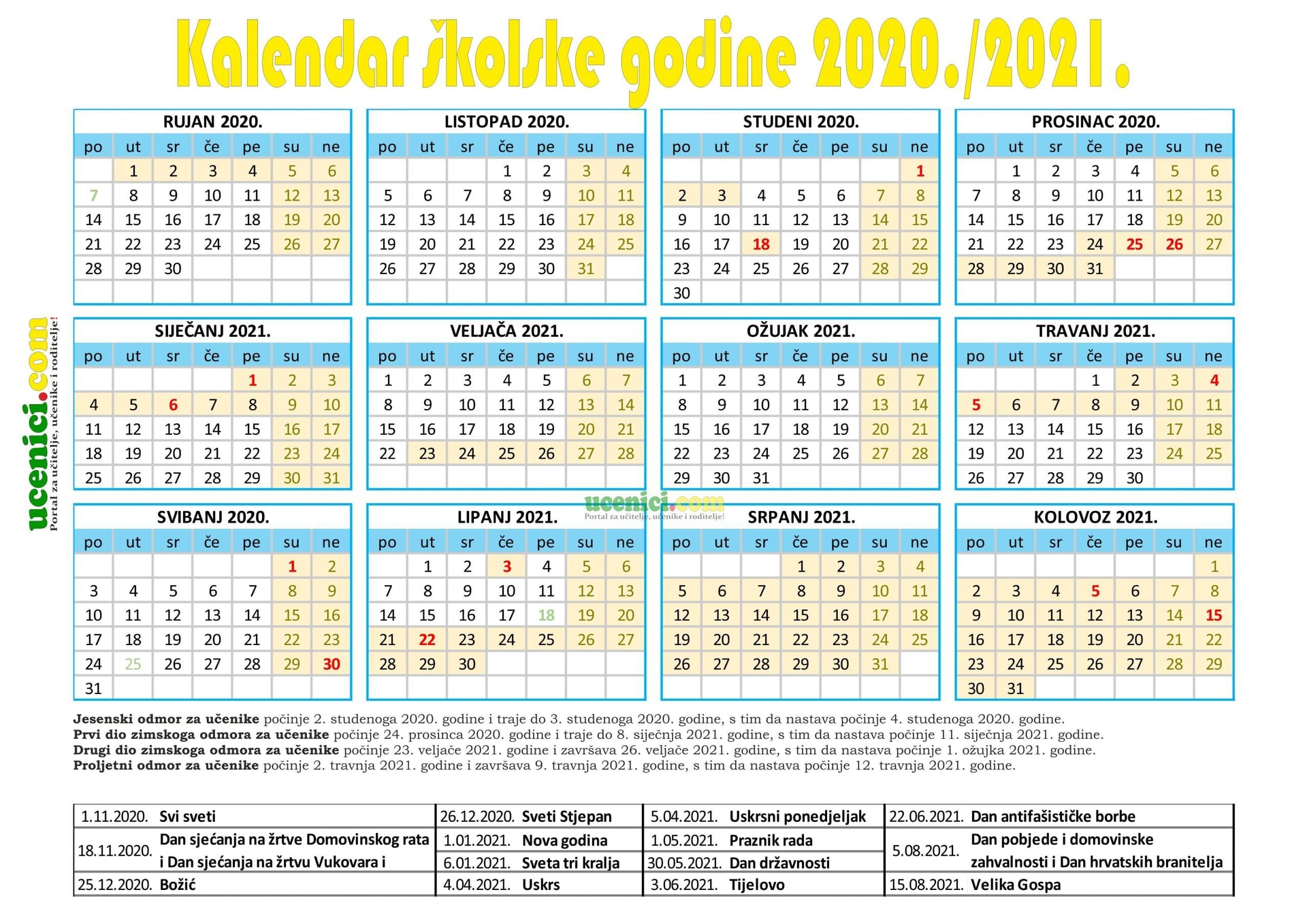 kalendar rada